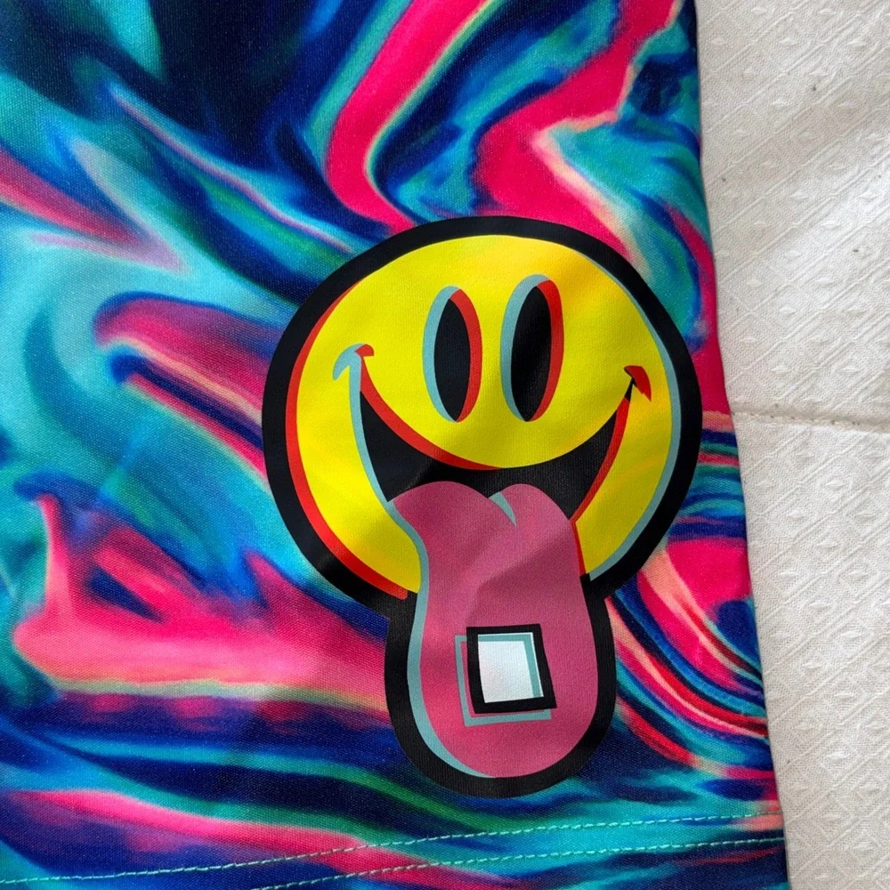 #84 Neon Blue Tie-Dye Shorts men’s Large - Picture 3 of 5